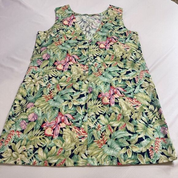 Tropi Couture Suzanne Pepper Key West Palm Floral Hawaiian VTG Dress Size Large - Picture 4 of 5
